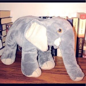 Gray Plush Elephant w/ embroidered eyes 14” x 9”